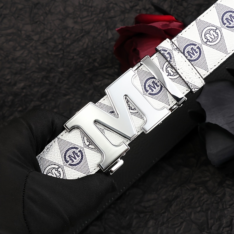 Minimalist Retro Men's Belt Alloy Buckle Printed Waistband